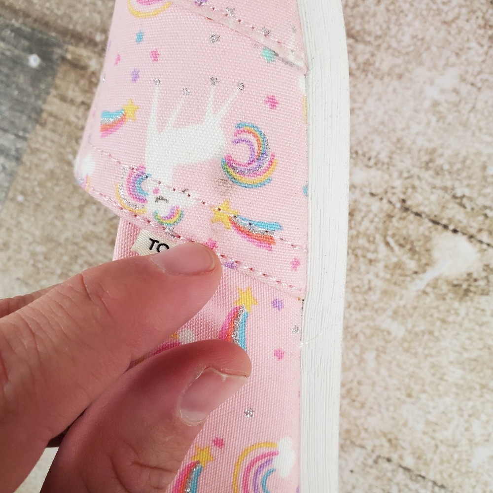 Toms Alpargata Womens Shoes Sz 6 Pink Almond Blossom Unicorn Print Slip On Flats - Picture 13 of 14